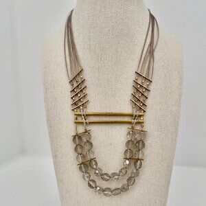 Serefina Anthropologie Adjustable Faceted Crystal Beaded Necklace (Signed)